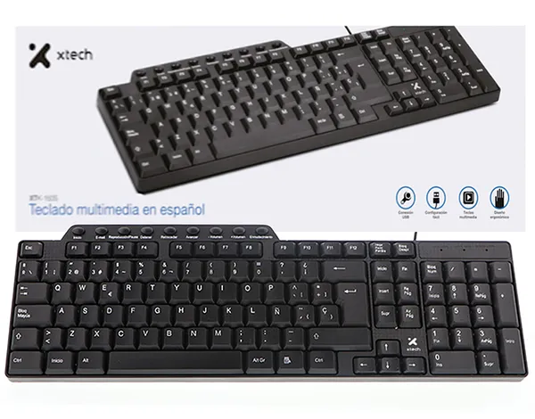 Teclado USB en Español Xtech XTK-160S, Negro