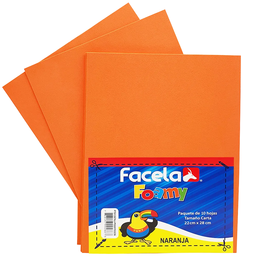 Foamy Liso 9" x 12", Color Naranja, 10 Hojas