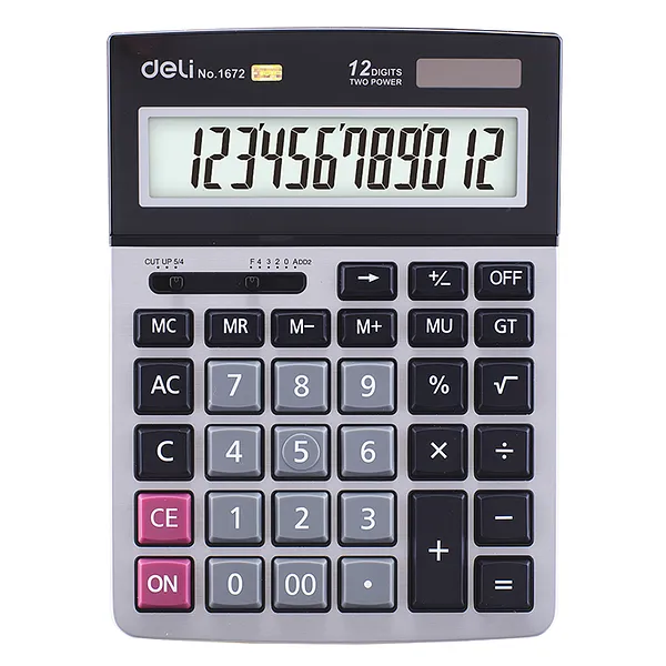 Calculadora Mediana de 12 Dígitos con Terminación Metálica - Deli Core 1672