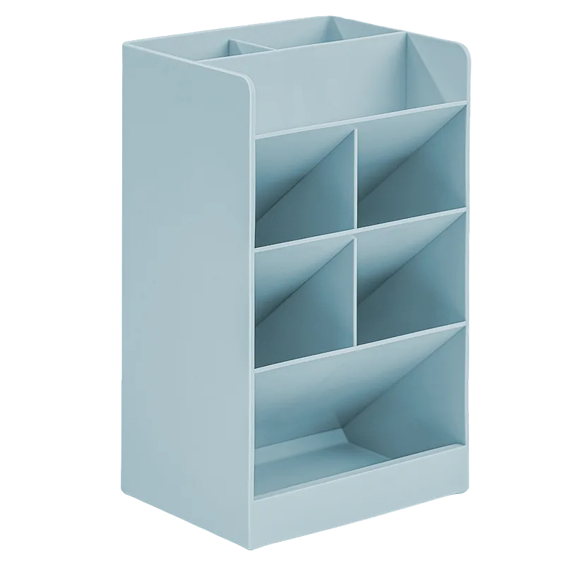Portalápices Vertical de 8 Compartimentos, Azul Pastel