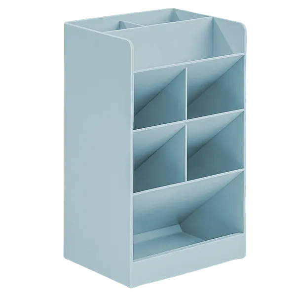 Portalápices Vertical de 8 Compartimentos, Azul Pastel