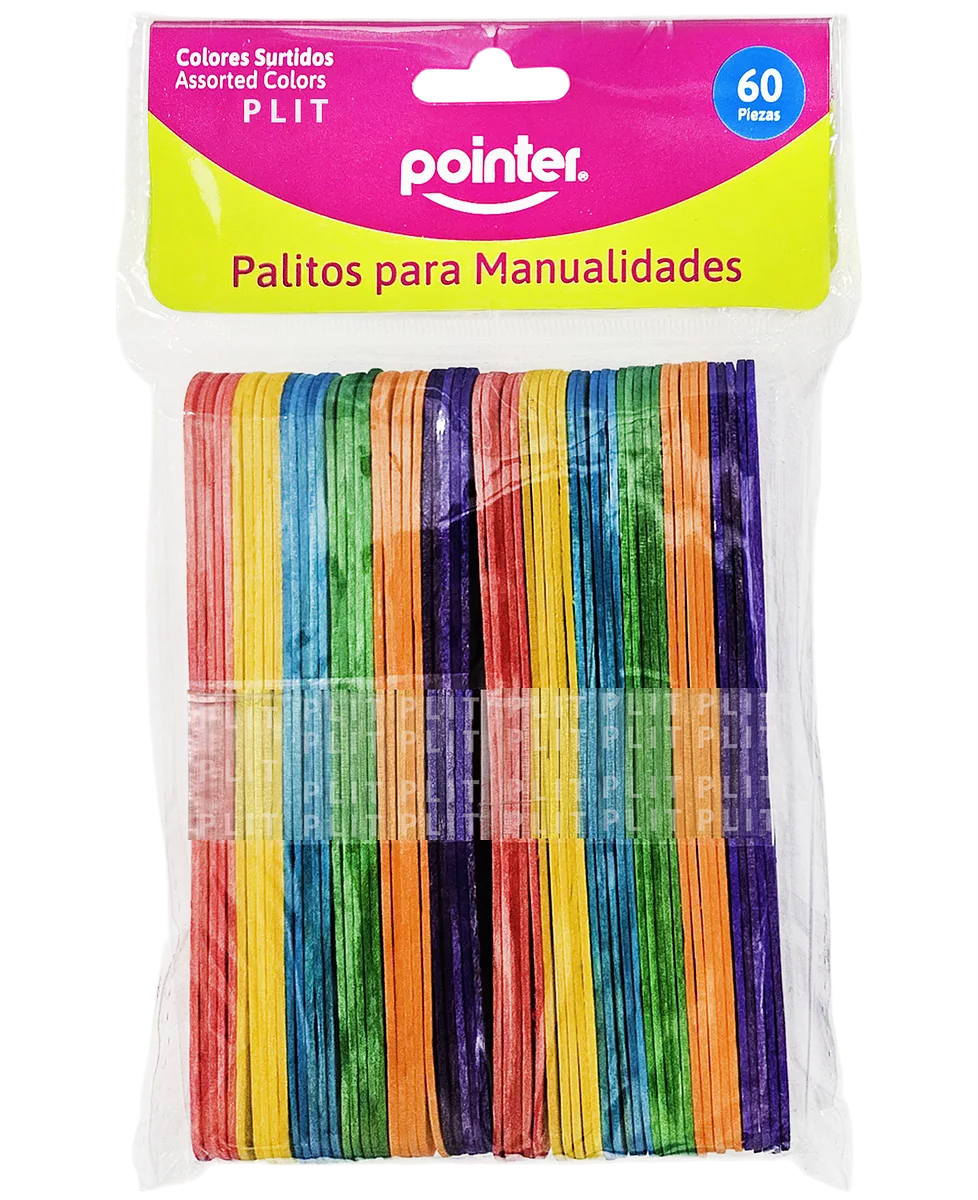 Palitos de Madera Baja Lengua para Helados y Manualidades de Colores, 60 pcs