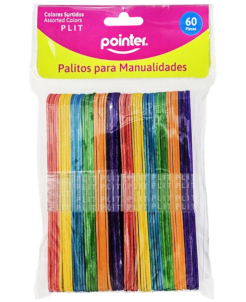 Palitos de Madera Baja Lengua para Helados y Manualidades de Colores, 60 pcs
