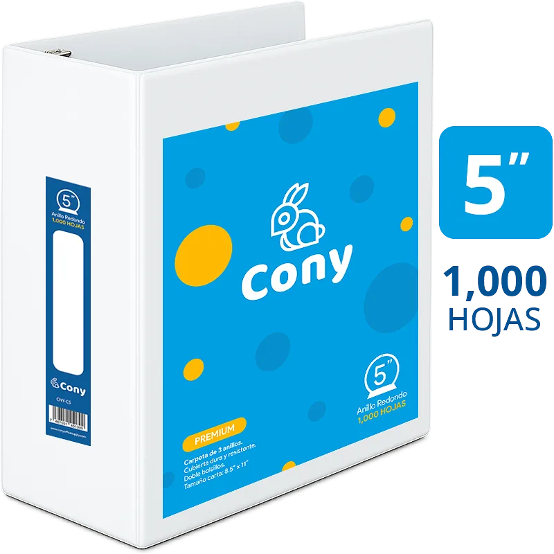 Carpeta Cony de 5" Pulgadas con Cover, Blanco