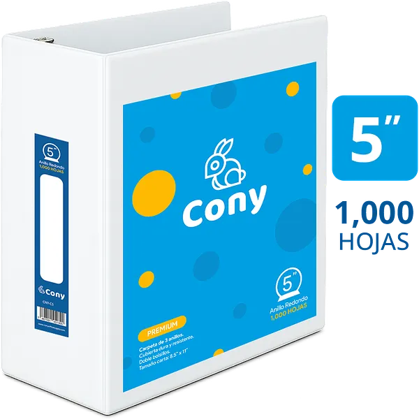 Carpeta Cony de 5" Pulgadas con Cover, Blanco