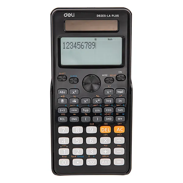 Calculadora Científica de 252 Funciones con Pantalla Textbook Deli CD82ES-LA, Negra