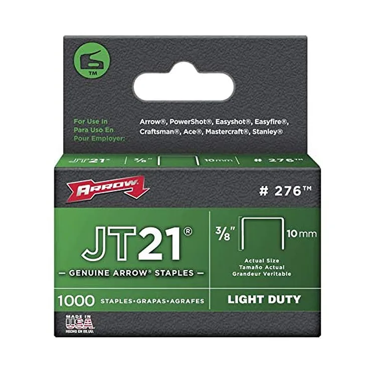 Grapas de 3/8" (10mm), 1,000 pcs - Arrow JT21 #276
