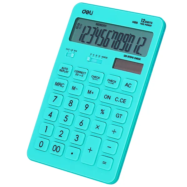 Calculadora Azul Turquesa, 12 Dígitos - Deli Touch