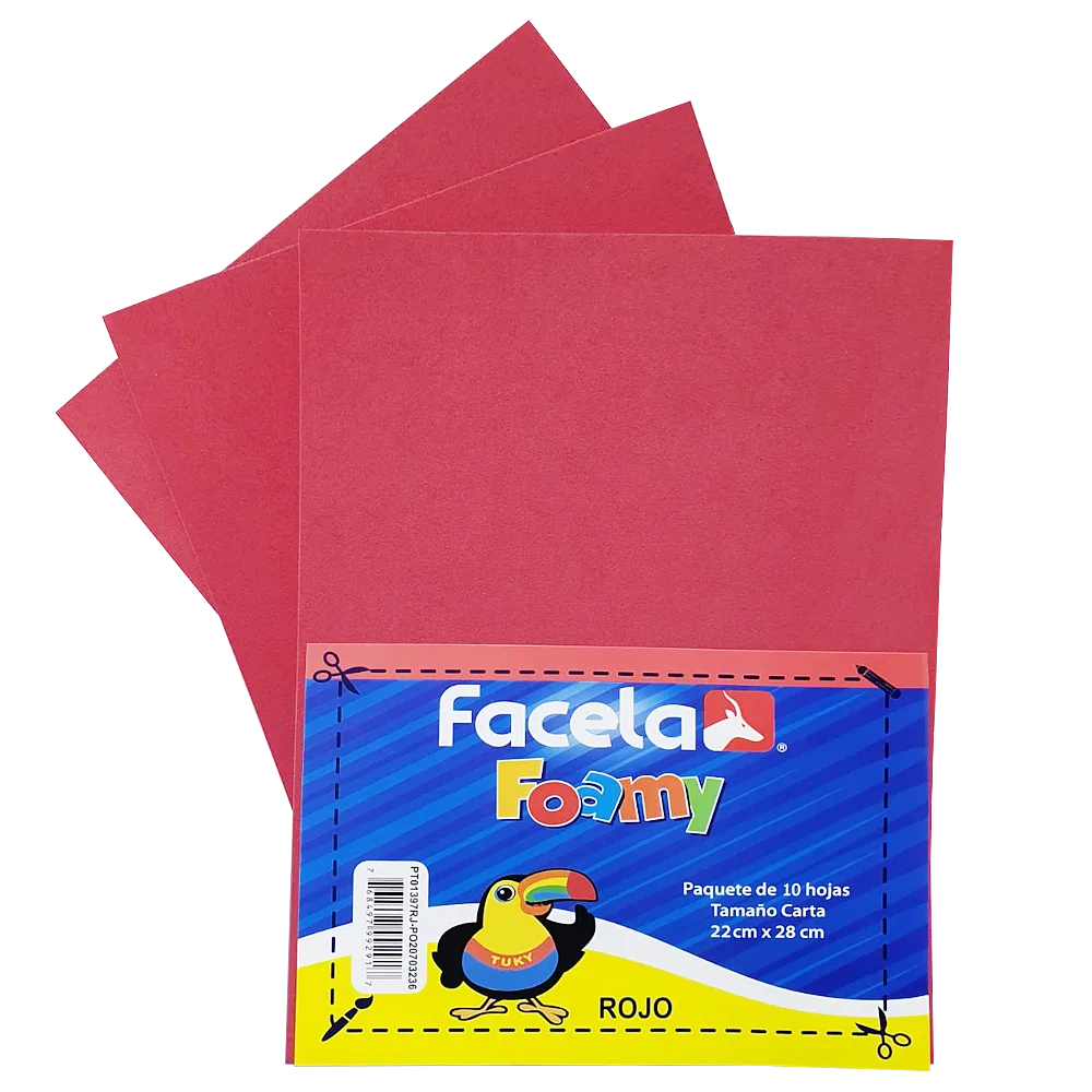 Foamy Liso 9" x 12", Color Rojo, 10 Hojas