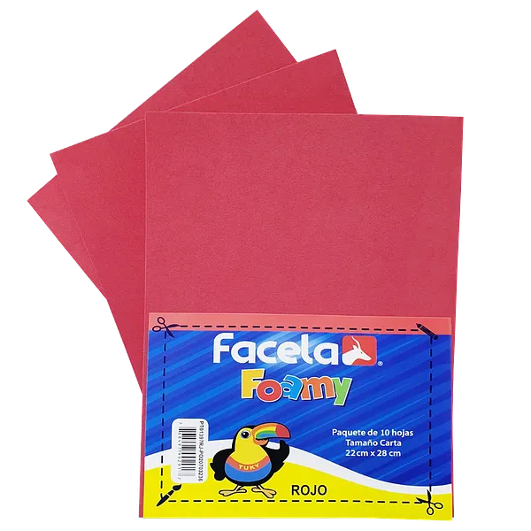 Foamy Liso 9" x 12", Color Rojo, 10 Hojas