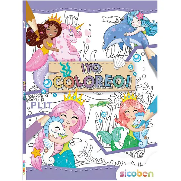 Libro Infantil para Colorear Dibujos de Sirenas - Sicoben Yo Coloreo 180136