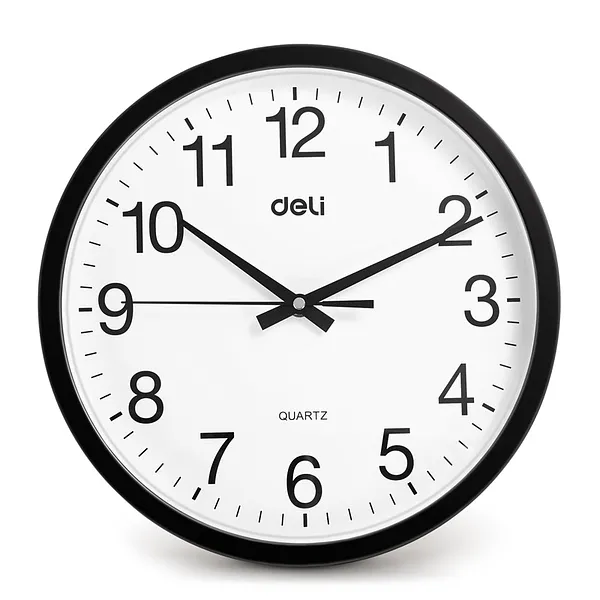 Reloj de Pared Clásico Redondo, Negro