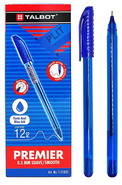 Bolígrafo (Lapicero) 0.5 mm Azul Talbot Premier T-51035, 12 Lapiceros