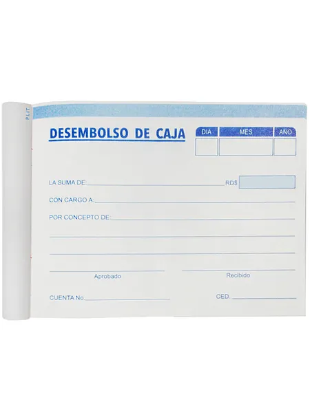 Talonario de Desembolso de Caja Pequeño, SIN COPIAS