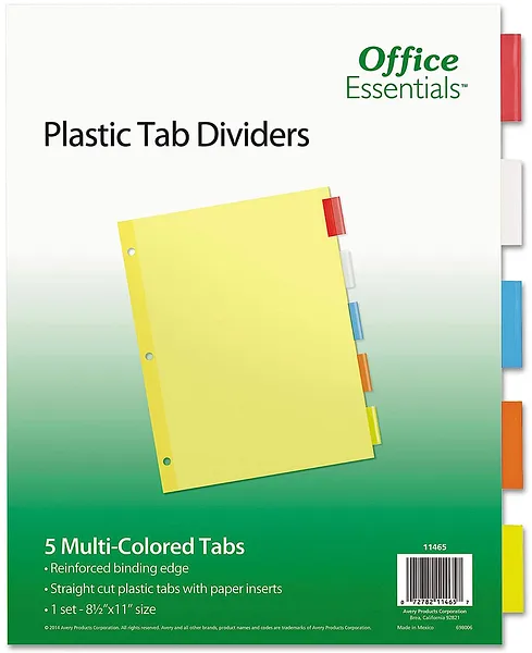 Separador para Carpeta de 5 Pestañas, Amarillo