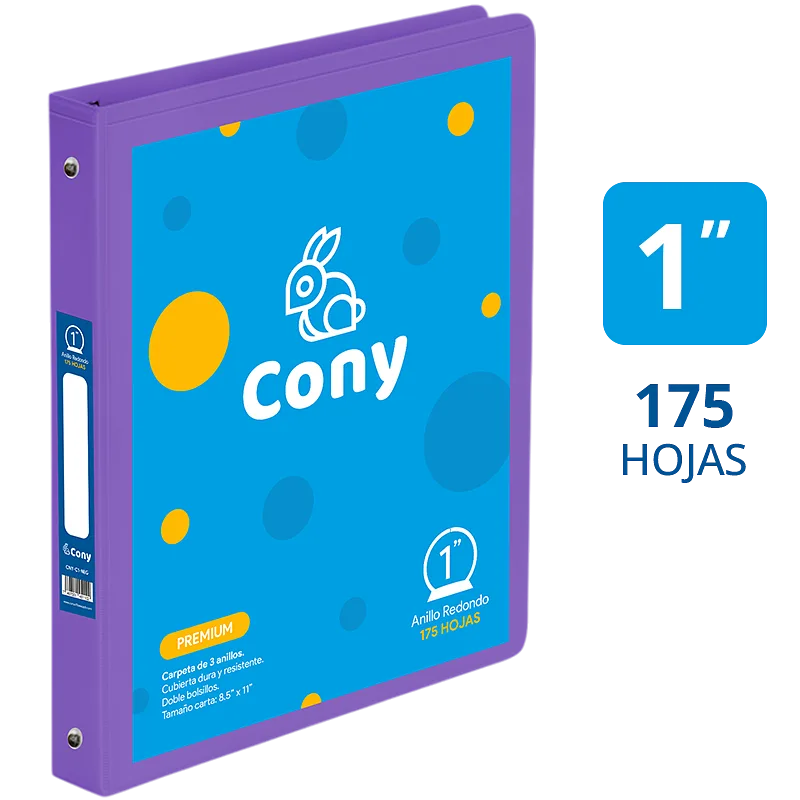 Carpeta Cony 1" con Cover, Morado