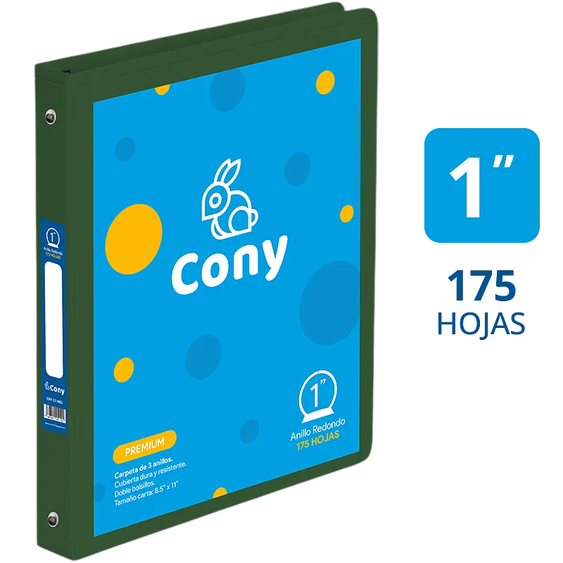 Carpeta Cony 1" con Cover, Verde Oscuro