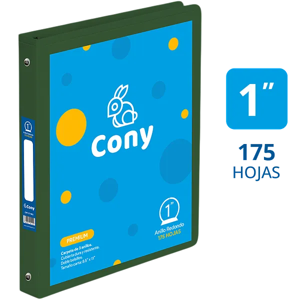 Carpeta Cony 1" con Cover, Verde Oscuro