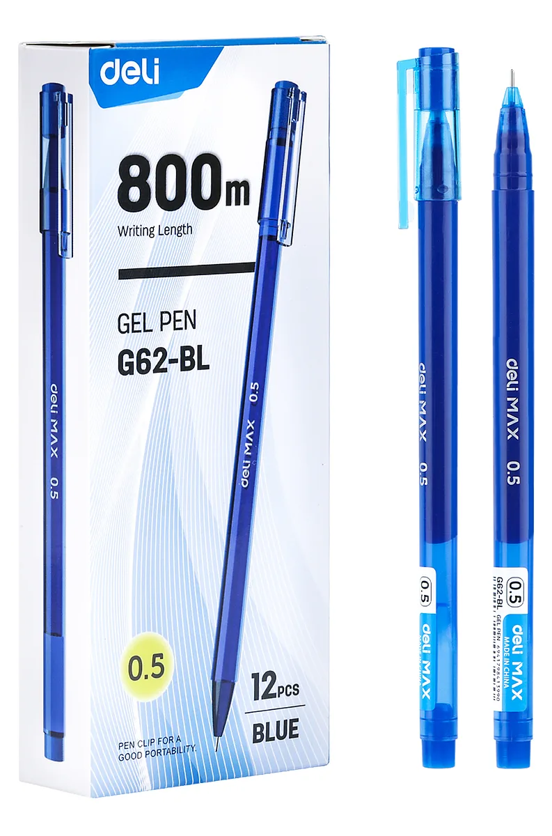 Bolígrafo de Gel Deli Max 0.5 mm Azul, 12 Unidades