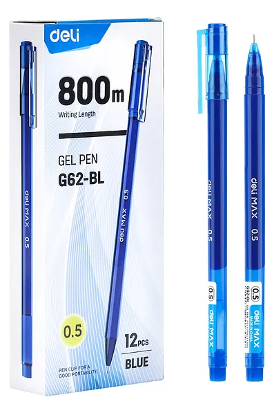 Bolígrafo de Gel Deli Max 0.5 mm Azul, 12 Unidades
