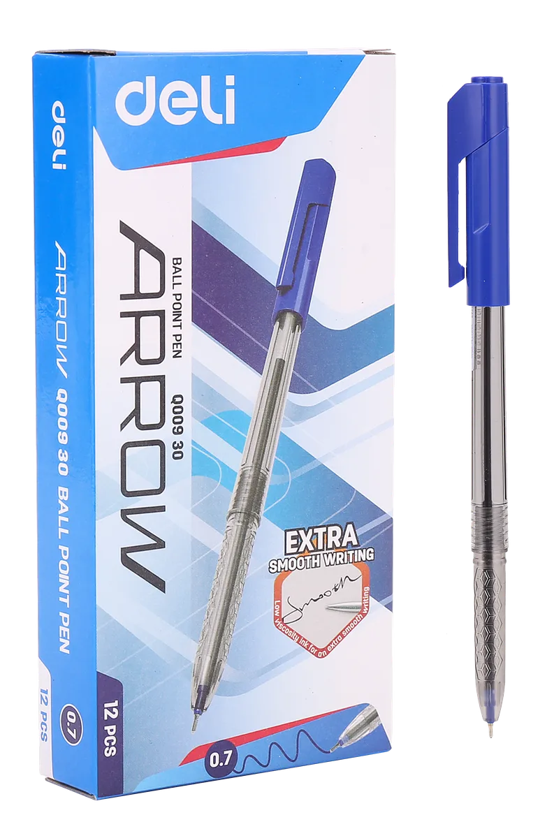 Bolígrafo Deli Arrow Ball Point Pen 0.7 mm Azul, 12 Lapiceros
