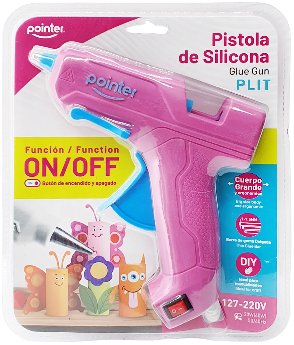 Pistola de Silicona Grande con Botón de Encendido Pointer PS-20-OF, Rosado