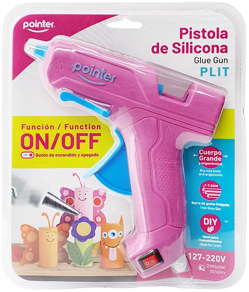Pistola de Silicona Grande con Botón de Encendido Pointer PS-20-OF, Rosado