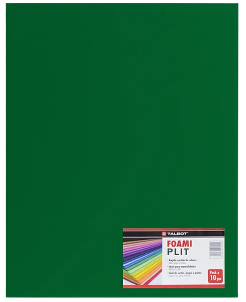 Cartulina Foamy Liso 20 X28, Verde Osc, 10 Pcs