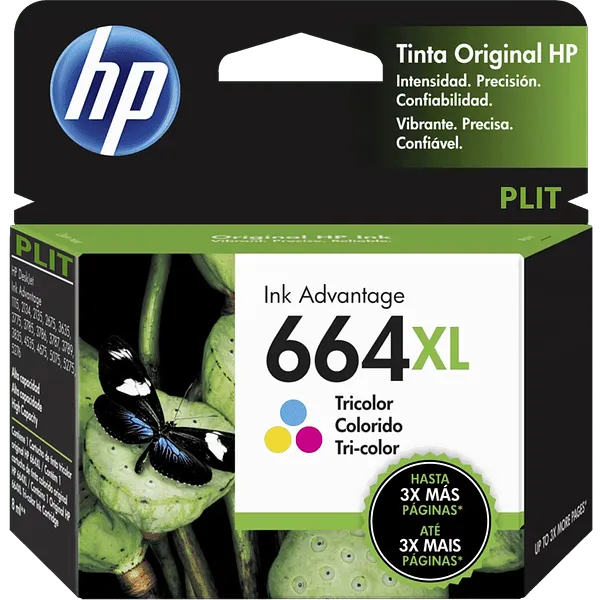 ORIGINAL: Cartucho de Tinta Original HP 664XL Tri-color 8ml #F6V30AL