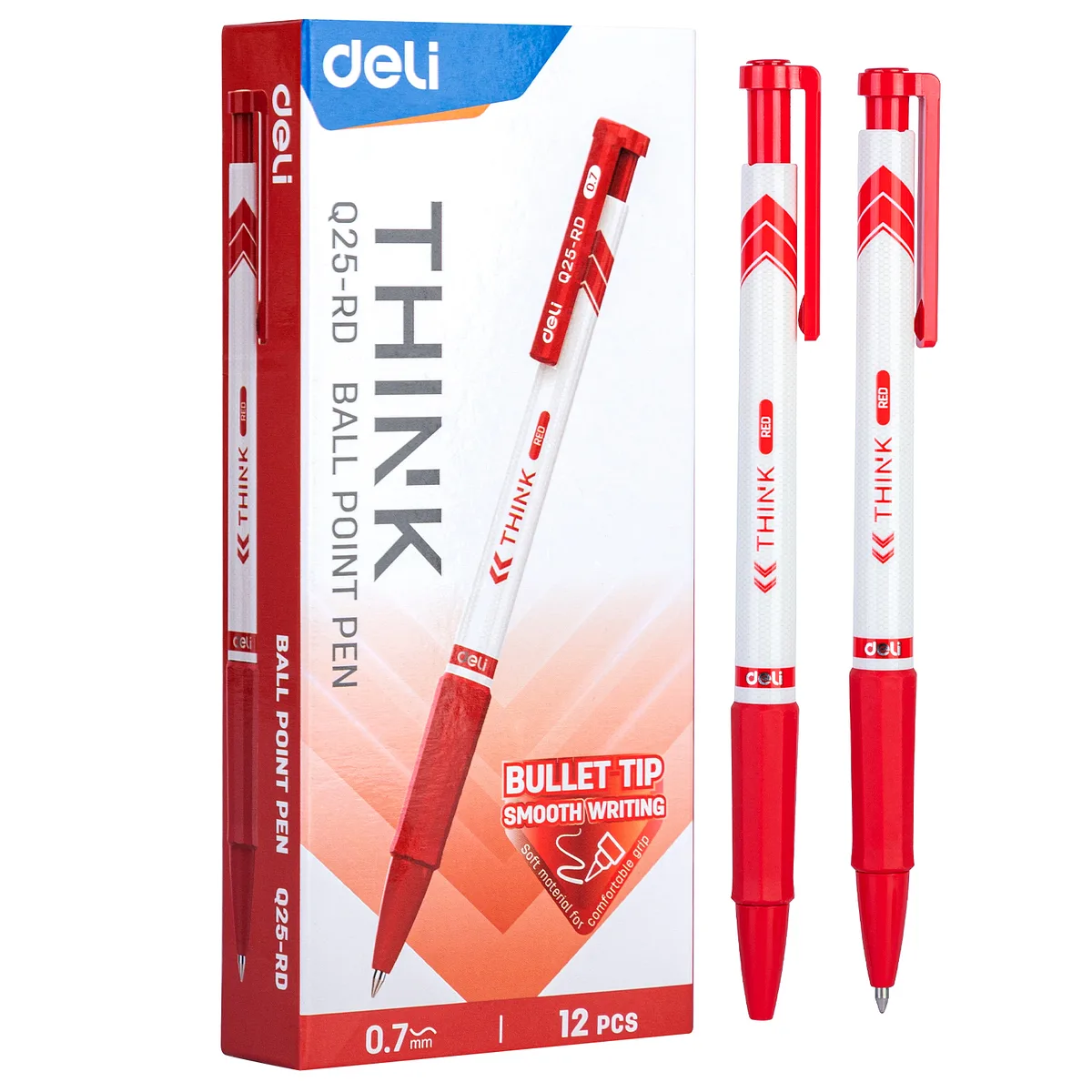 Bolígrafo Ball Point Pen 0.7mm, Rojo - Deli Think Q25