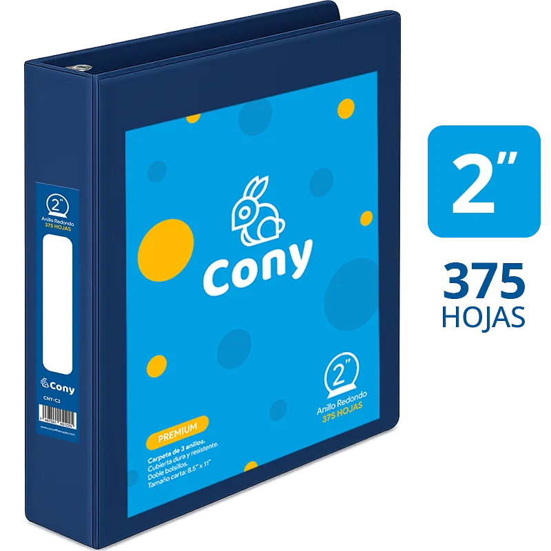 Carpeta Cony de 2" Pulgadas con Cover, Azul Oscuro (Navy)