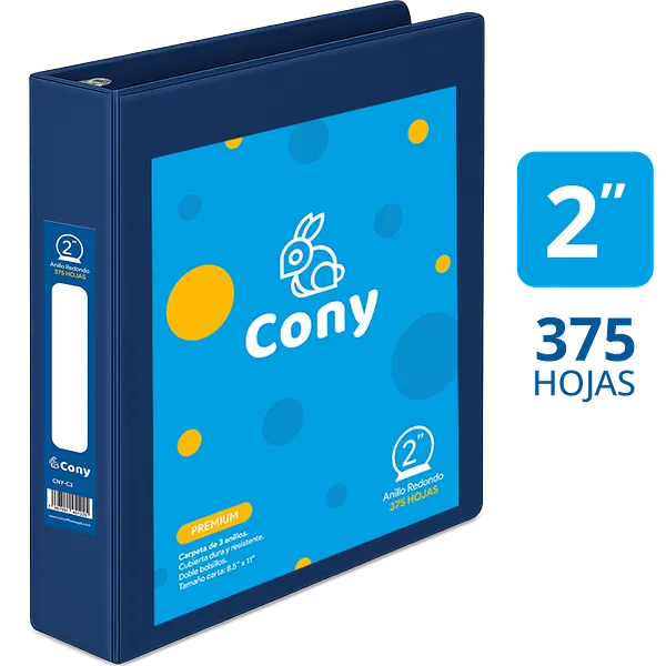Carpeta Cony de 2" Pulgadas con Cover, Azul Oscuro (Navy)