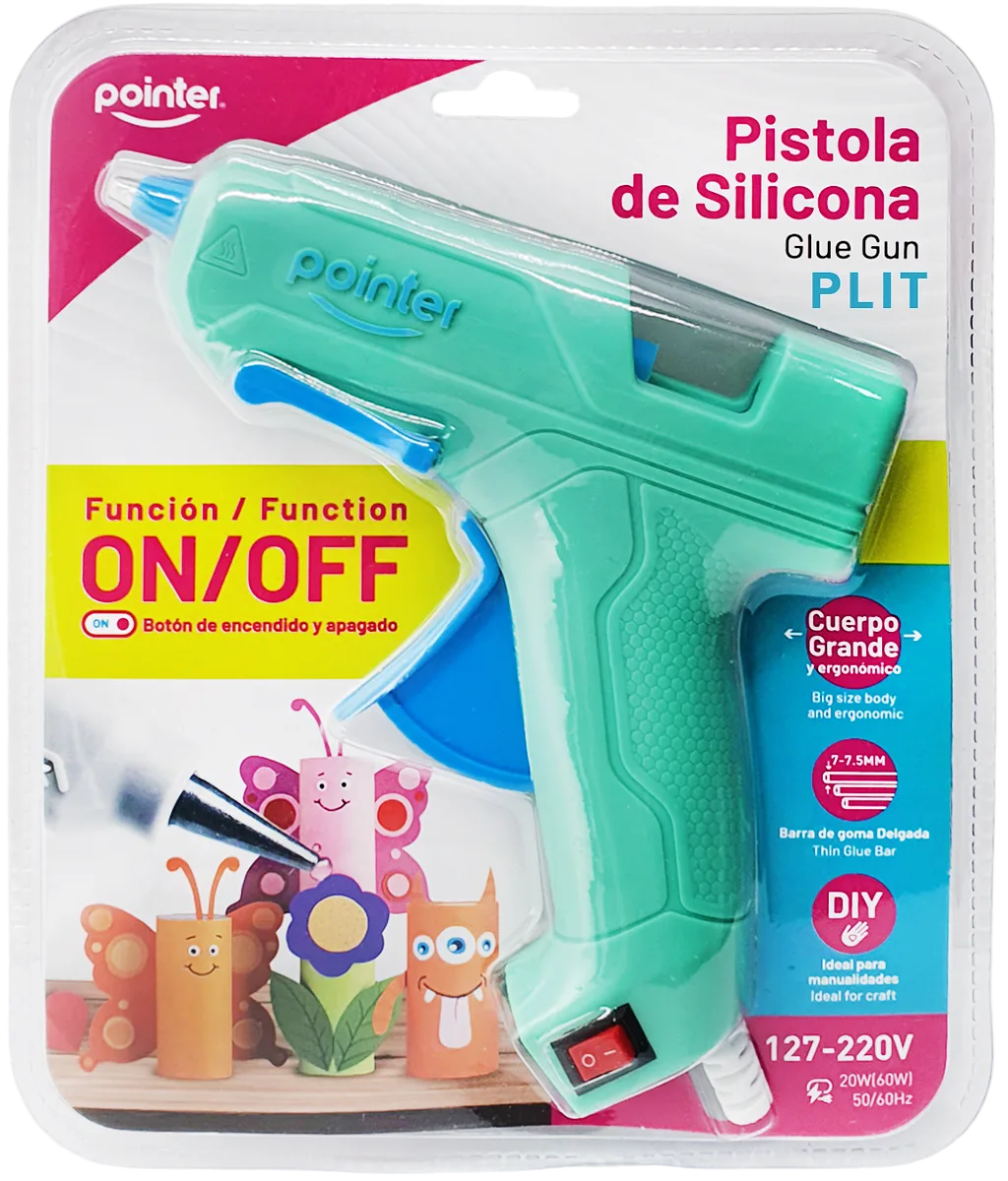 Pistola de Silicona Grande con Botón de Encendido Pointer PS-20-OF, Verde