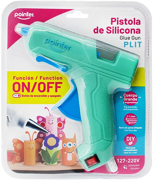 Pistola de Silicona Grande con Botón de Encendido Pointer PS-20-OF, Verde