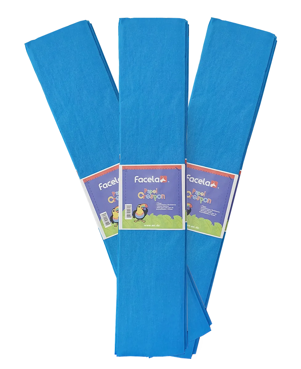 Papel Crepé Azul Neon, 150 cm - 10 pcs
