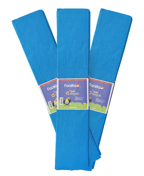 Papel Crepé Azul Neon, 150 cm - 10 pcs