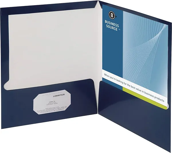 Folders Satinado con Bolsillos, Azul Marino (Navy) - Business Source BSN-44430