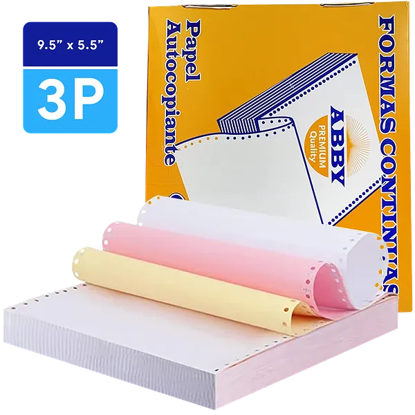 Papel Continuo ABBY 9.5" x 5.5" - 3 Partes NCR