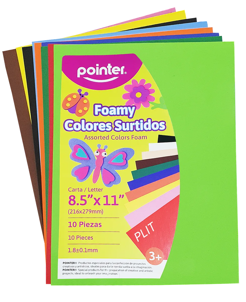 Set de Foamy Lisos Pointer 8.5" x 11" Colores Surtidos, 10 pcs