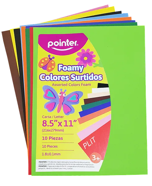 Set de Foamy Lisos Pointer 8.5" x 11" Colores Surtidos, 10 pcs
