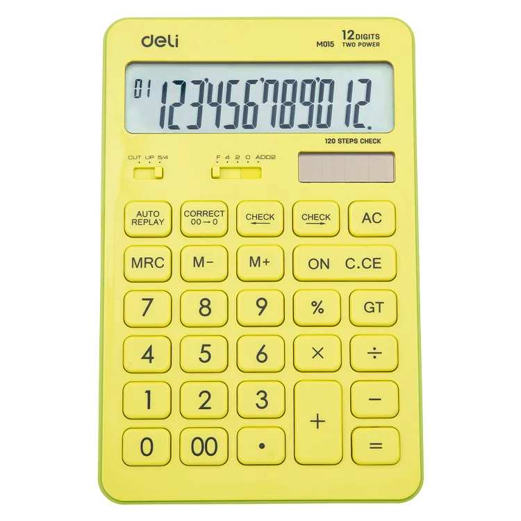Calculadora Amarillo Lima, 12 Dígitos - Deli Touch