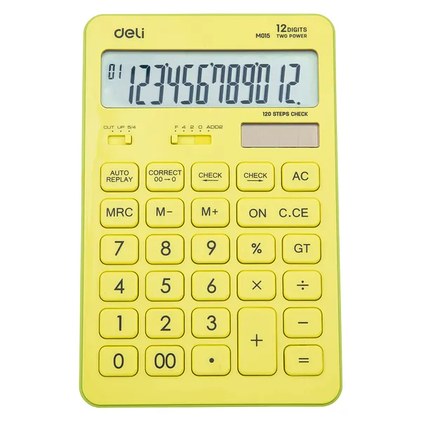 Calculadora Amarillo Lima, 12 Dígitos - Deli Touch