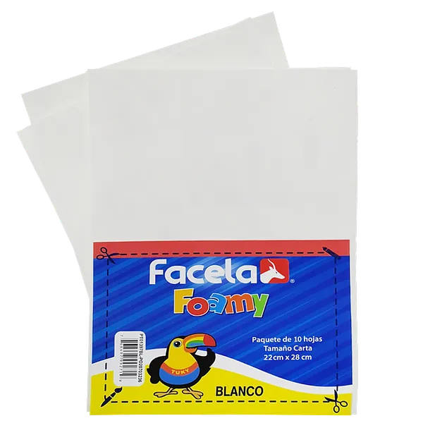 Foamy Liso 9" x 12", Color Blanco, 10 Hojas