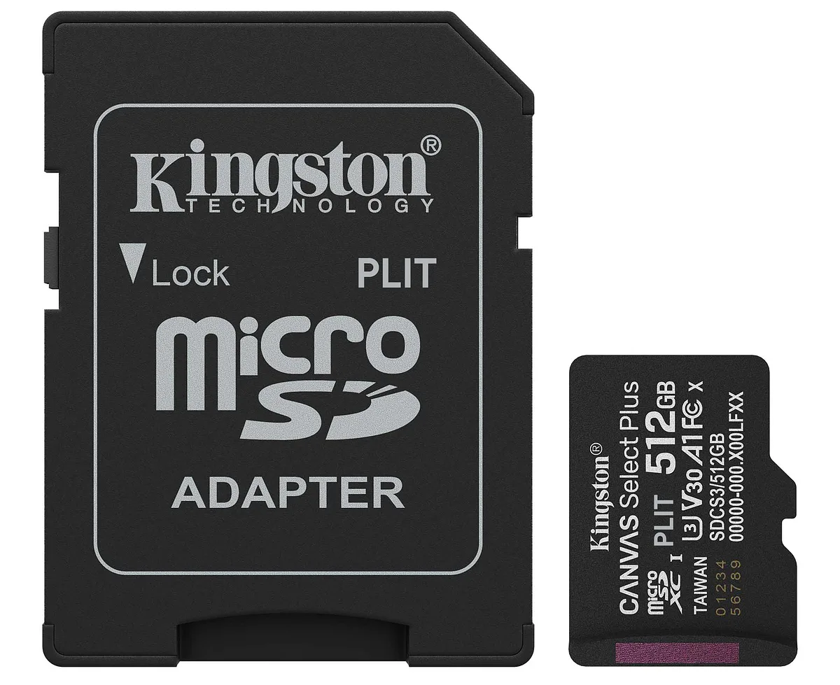 Memoria MicroSD Kingston 512GB Clase 10 UHS-I A1 con Adaptador SD