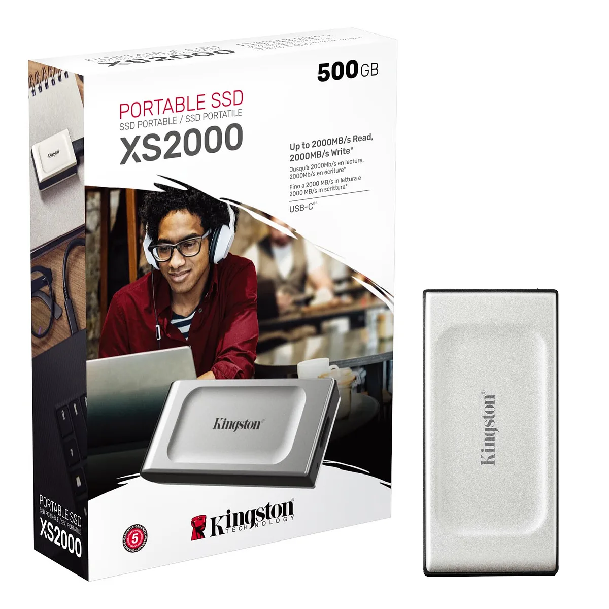Disco Duro Externo de Bolsillo 500GB Sólido (SSD) Kingston SXS2000