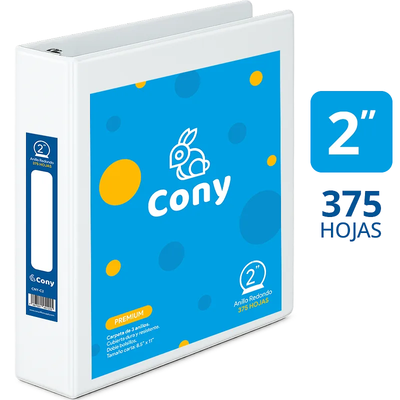 Carpeta Cony de 2" Pulgadas con Cover, Blanca