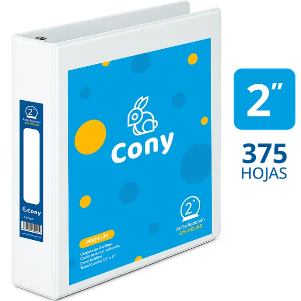 Carpeta Cony de 2" Pulgadas con Cover, Blanca