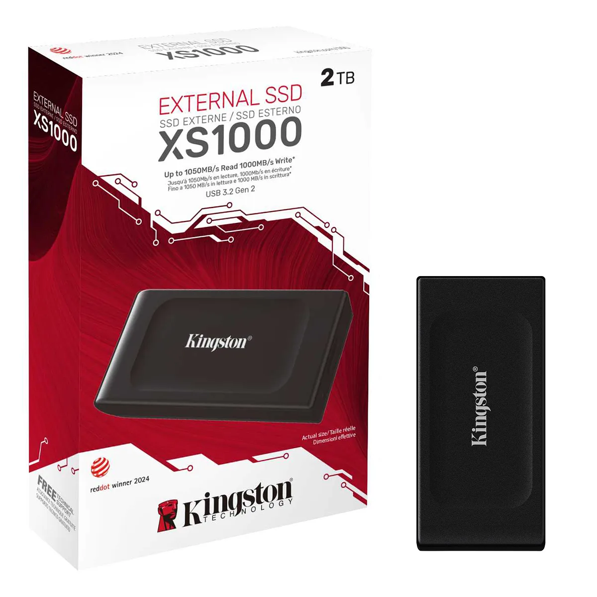 Disco Duro Externo de Bolsillo 2TB Sólido (SSD) Kingston SXS1000