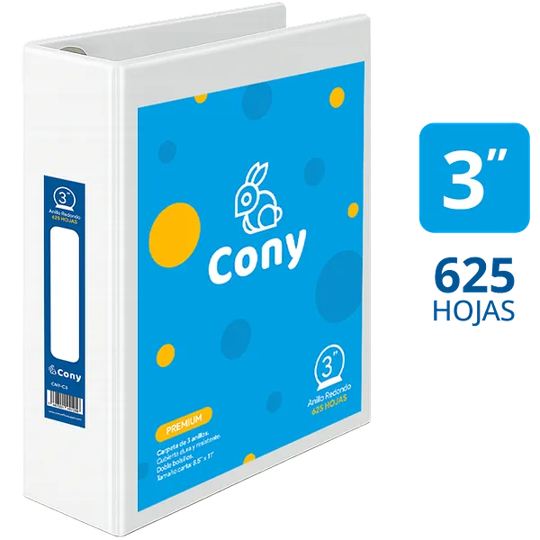 Carpeta Cony de 3" Pulgadas con Cover, Blanca