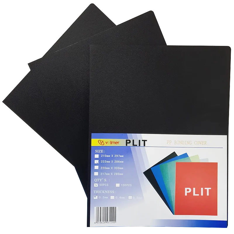 Cubierta para Encuadernar Plástica, Negra, 50 pcs